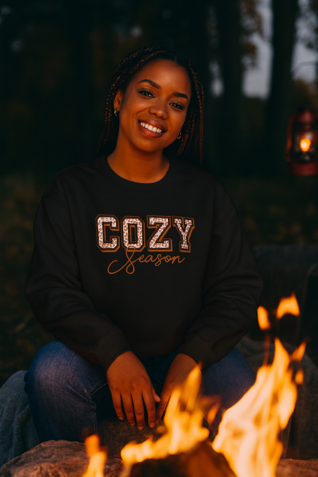 Cozy Season Crewneck Sweatshirt-Charcoal Black